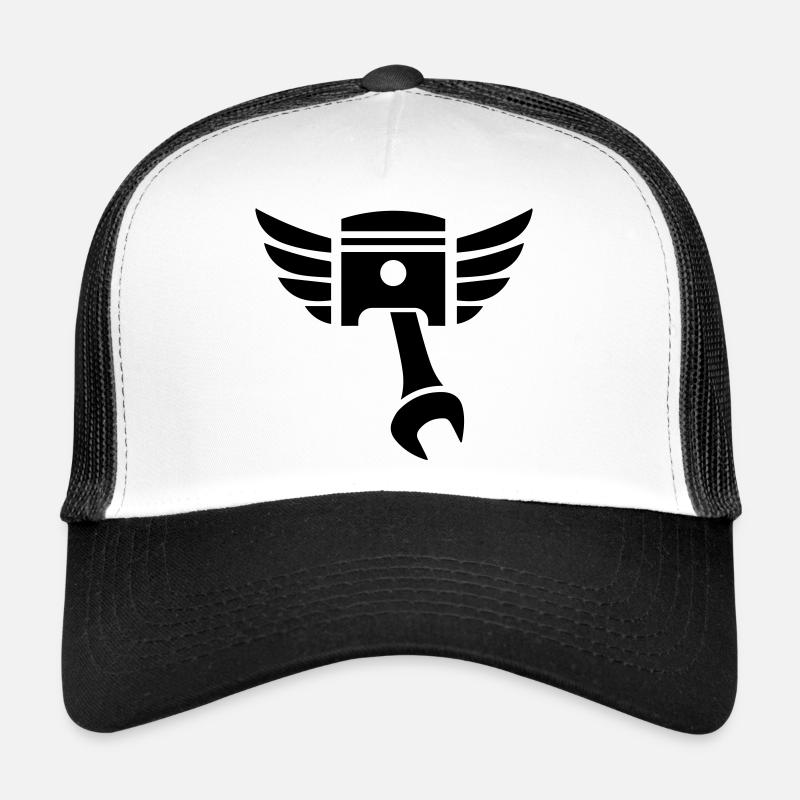 Emblème de clé de piston avec ailes Casquette trucker 