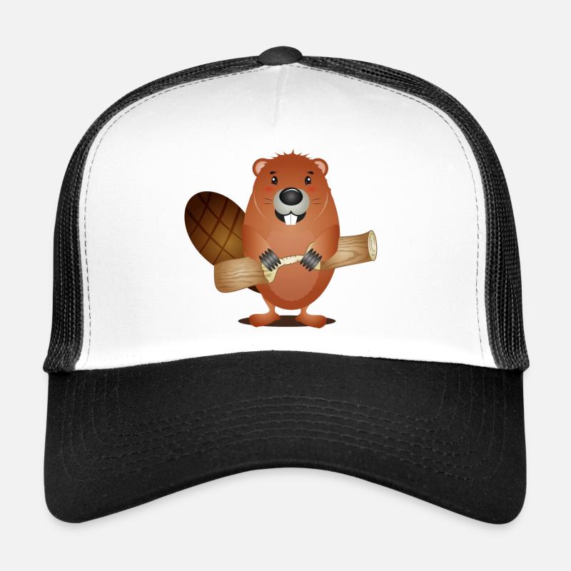Cute rodent beaver with nibbled wood Trucker Cap