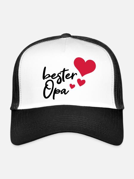 bester Opa mit Herz - Trucker Cap - Weiß/Schwarz - Vorne
