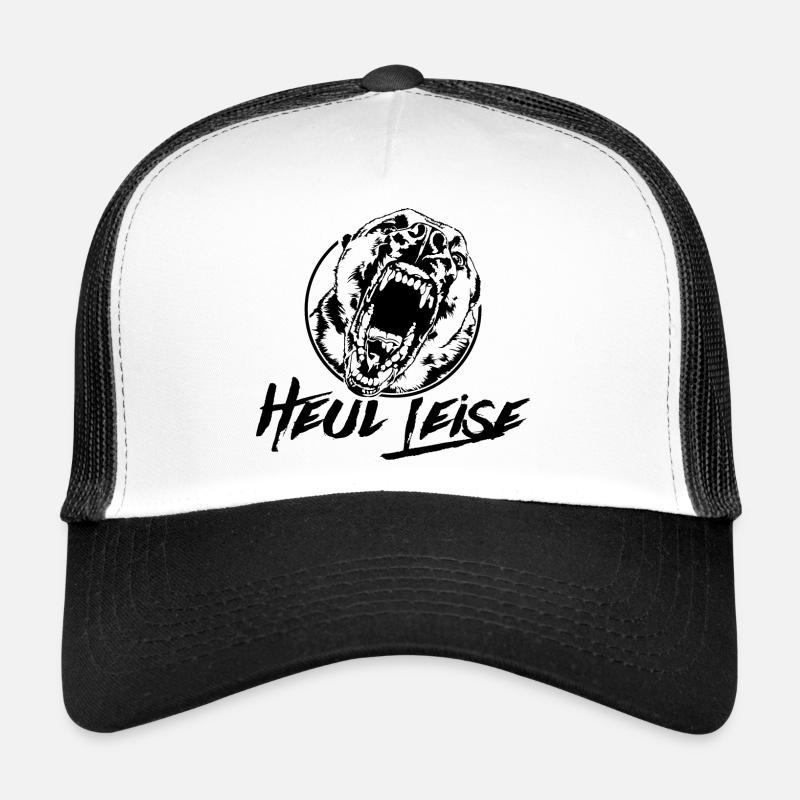 MALINOIS heul leise Hundespruch Hunde Wilsigns - Trucker Cap - Weiß/Schwarz