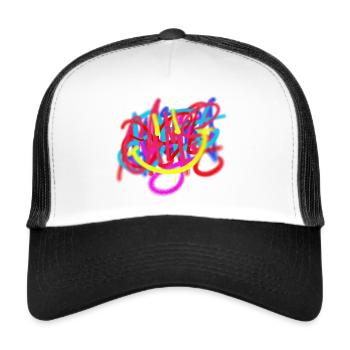 Art de tag graffiti original - Casquette trucker  - blanc/noir - Devant