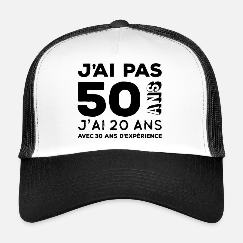 Anniversaire 50 ans - Casquette trucker  - blanc/noir