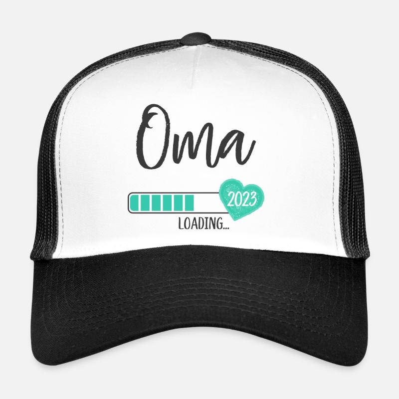 Oma Loading 2023 Herz Junge Werdende Großmutter - Trucker Cap - Weiß/Schwarz