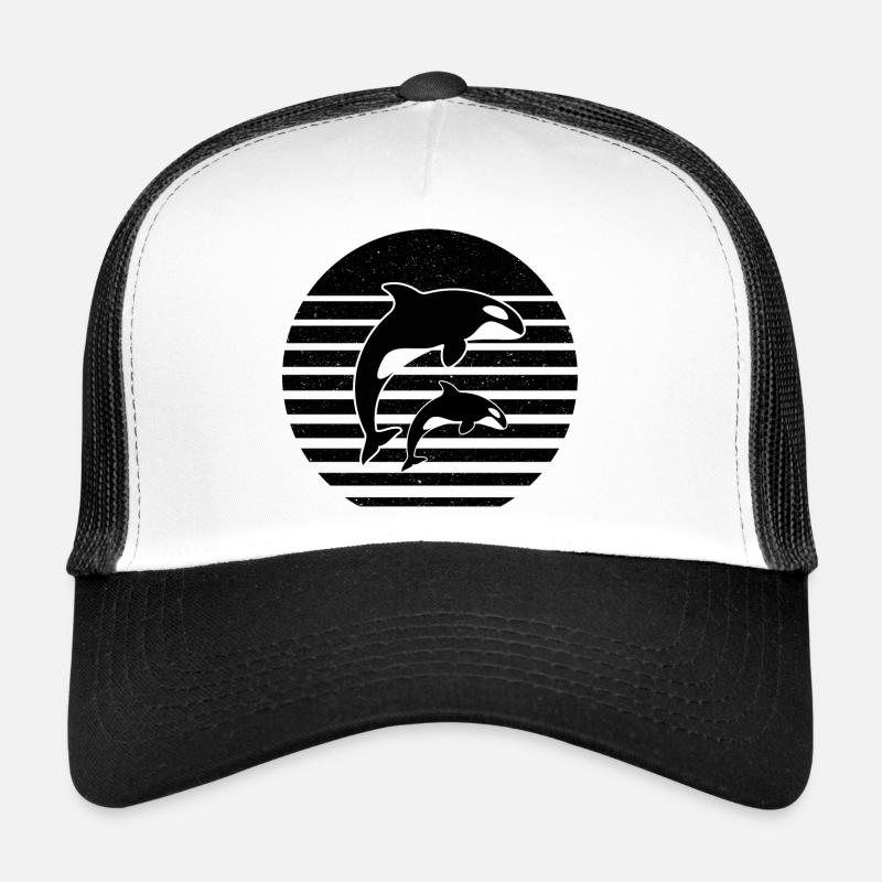 Vintage Orcas Whales Killer Whale Animals - Trucker Cap - white/black