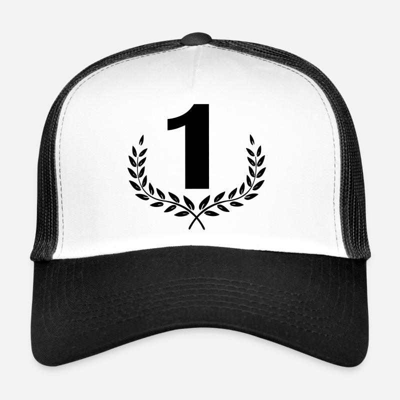 Numéro 1 en couronne de laurier - Casquette trucker - blanc/noir