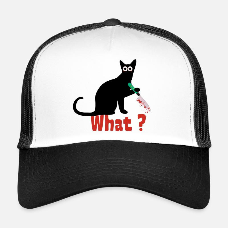 Murder cat. funny scary cat - Trucker Cap - white/black