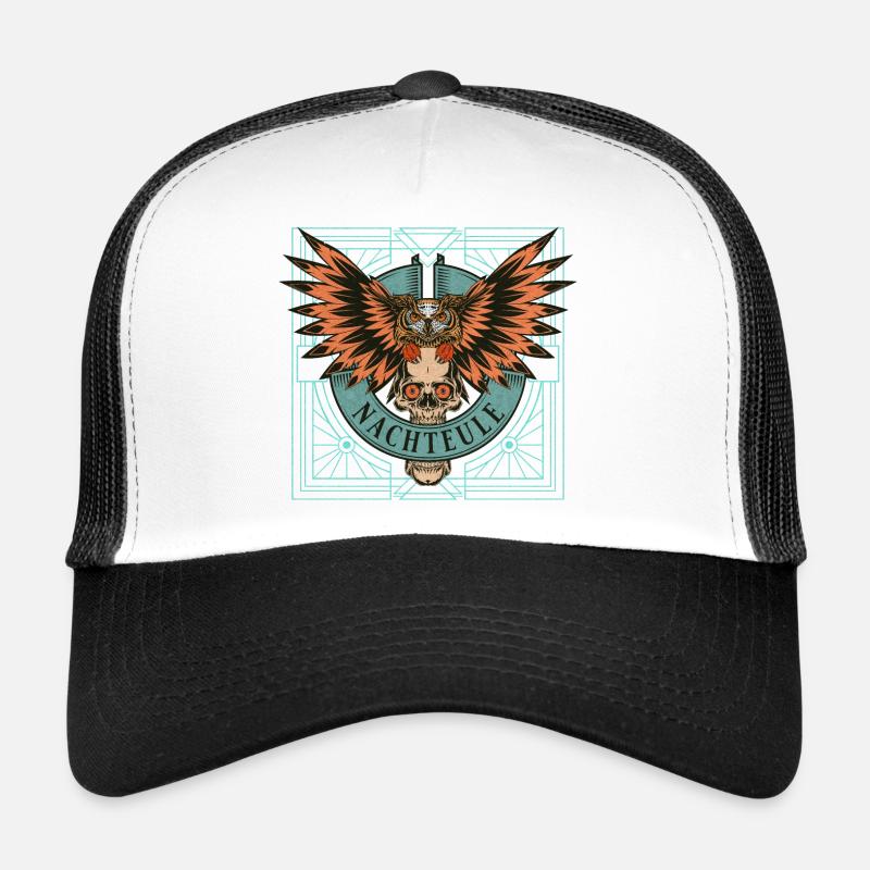 Nachteule Schädel Pank - Trucker Cap - Weiß/Schwarz