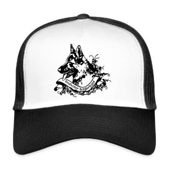 Old German Shepherd on Retro Banner - Trucker Cap - white/black - Front