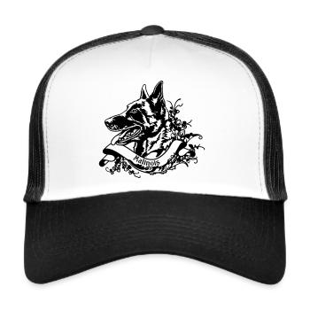 Malinois an Retro Banner Nr.1 - Trucker Cap - Weiß/Schwarz - Vorne