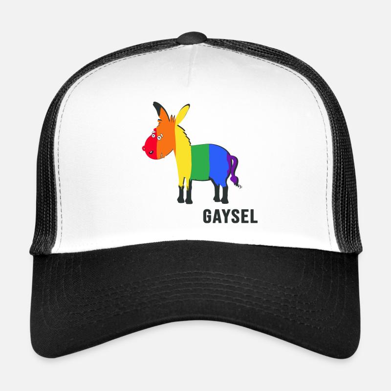 Queer Rainbow Donkey LGBT Trucker Cap
