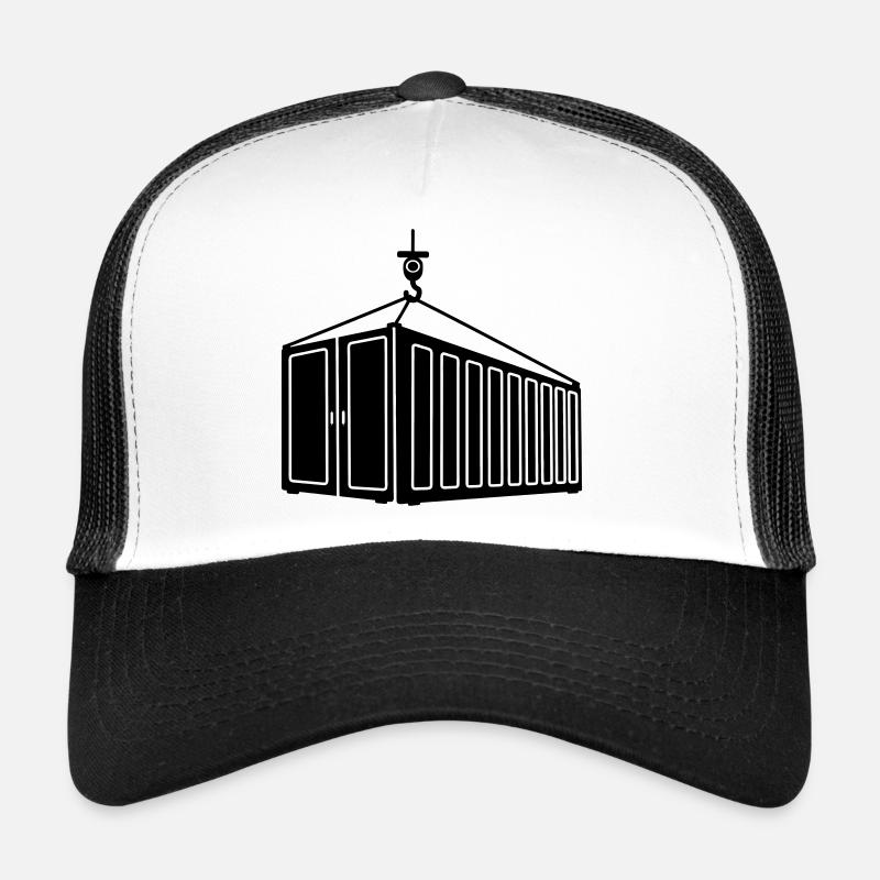 Sea container on hook crane logo Trucker Cap