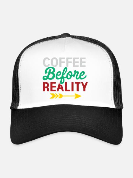 Le café avant la réalité - Casquette trucker  - blanc/noir - Devant