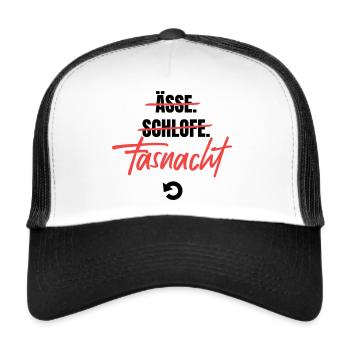 Nur noch Fasnacht, Schweizerdeutsch - Trucker Cap - Weiß/Schwarz - Vorne