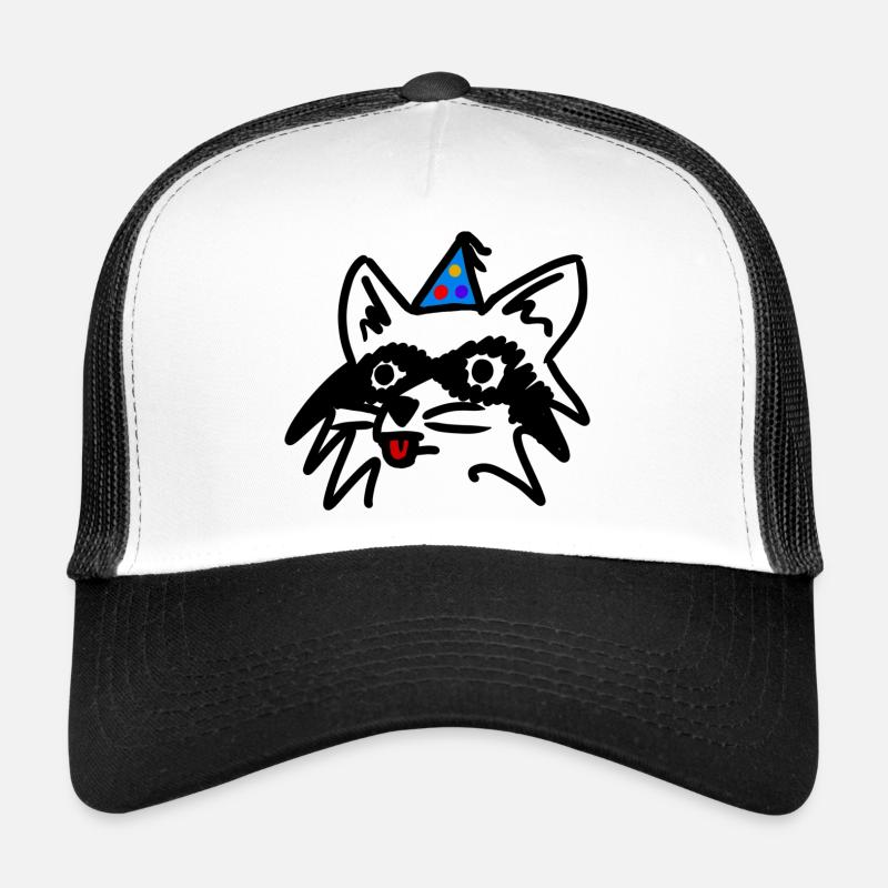 Rassige Waschbär-Geburtstagsfeier - Trucker Cap - Weiß/Schwarz