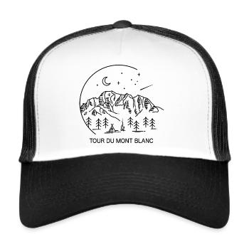 Tour du Mont Blanc Chamonix TMB Wandern Trekking - Trucker Cap - Weiß/Schwarz - Vorne