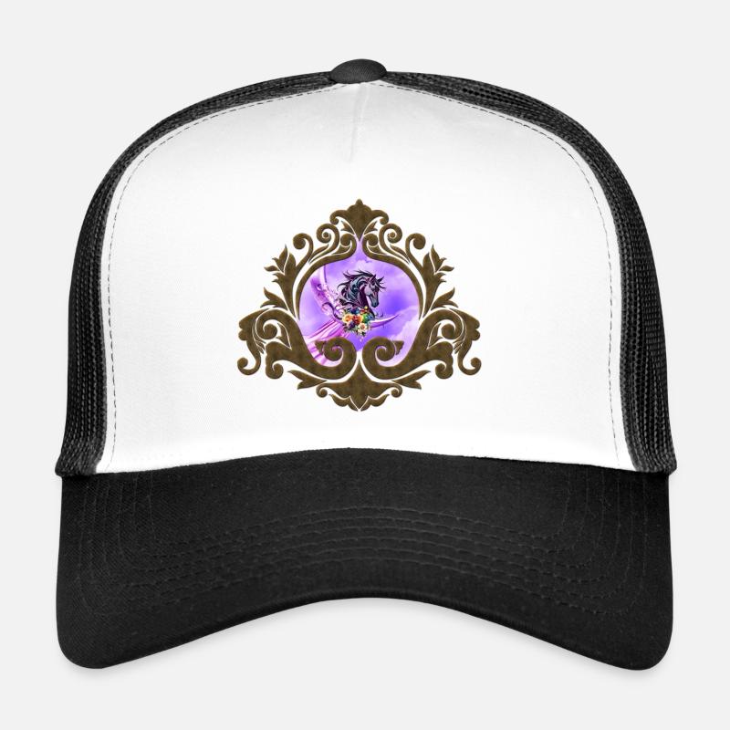 Elegantes buntes Wildpferd - Trucker Cap - Weiß/Schwarz