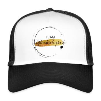 Team Glückseligkeit - positives Denken - Trucker Cap - Weiß/Schwarz - Vorne