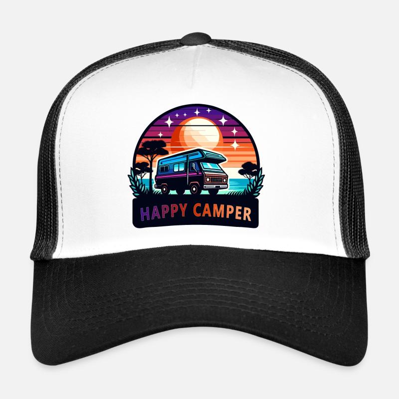 Sunset  Happy Camper Van Trucker Cap
