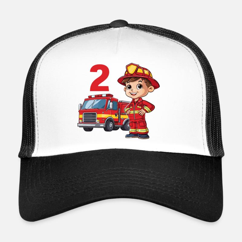 2 Anniversaire Camion de pompiers Pompier Pompiers Casquette trucker 