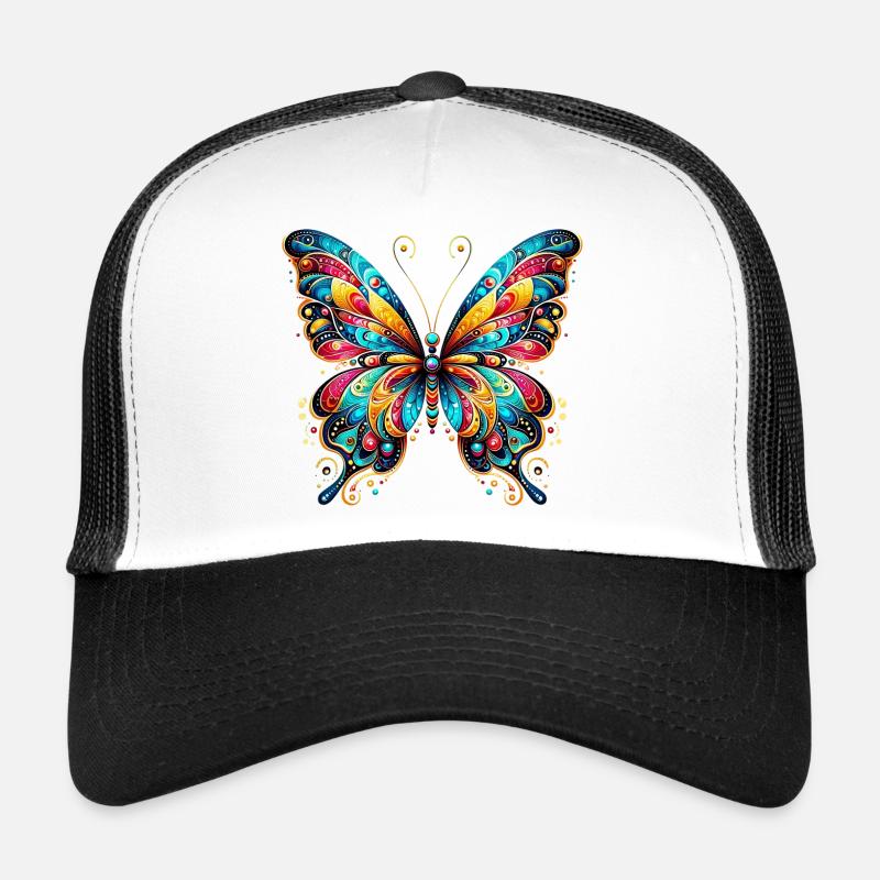 Schmetterling - Trucker Cap - Weiß/Schwarz