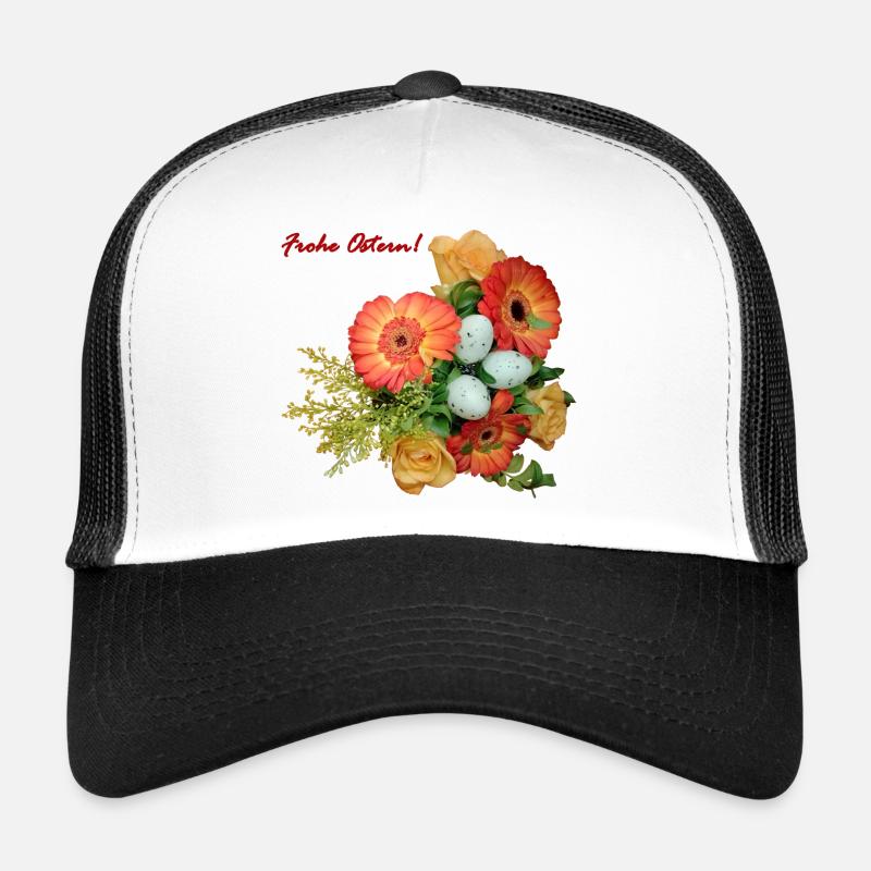 Fröhliche Ostern Blumenmix - Trucker Cap - Weiß/Schwarz