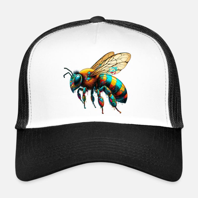 Biene - Trucker Cap - Weiß/Schwarz
