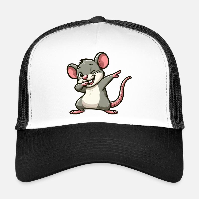 Ratte und Maus Dabbing Cartoon - Trucker Cap - Weiß/Schwarz