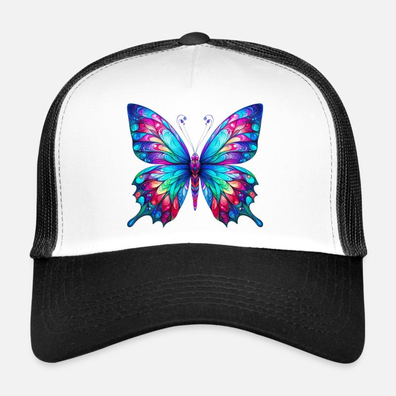 Schmetterling - Trucker Cap - Weiß/Schwarz