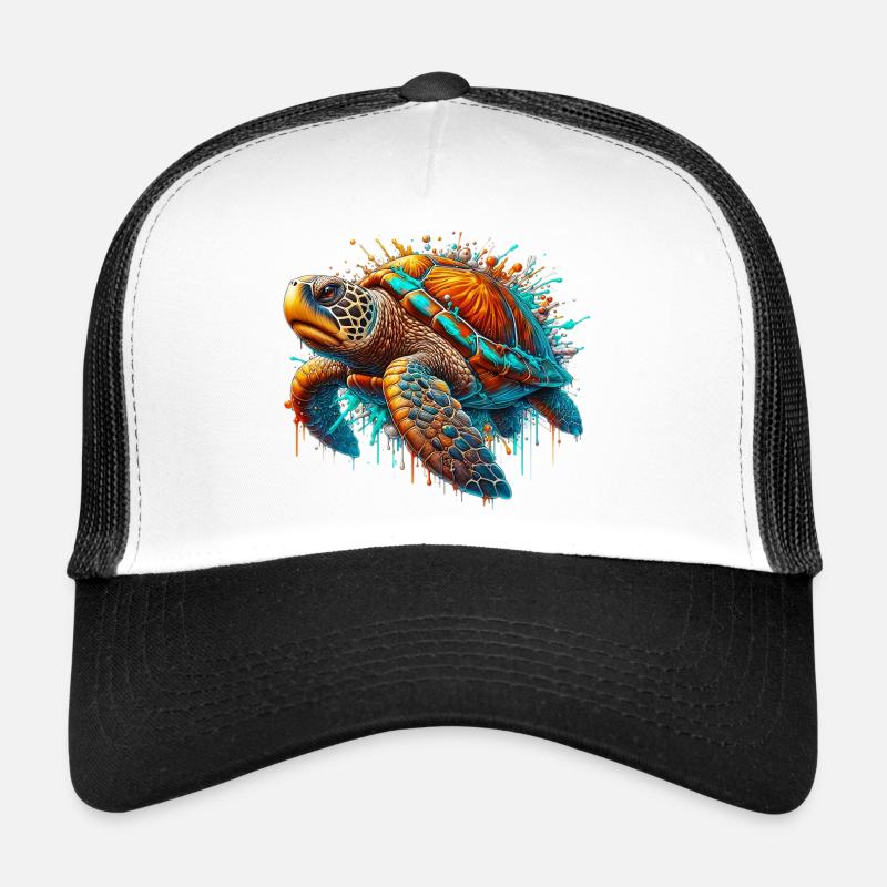 Tortue - Casquette trucker  - blanc/noir