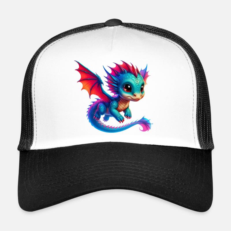 Drache - Trucker Cap - Weiß/Schwarz