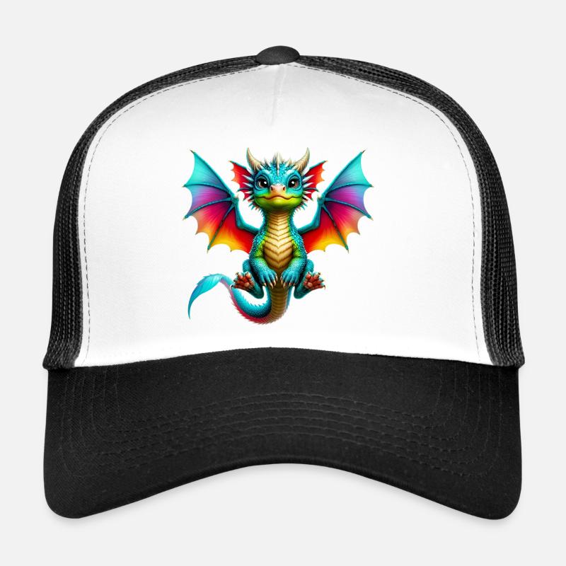 Drache - Trucker Cap - Weiß/Schwarz