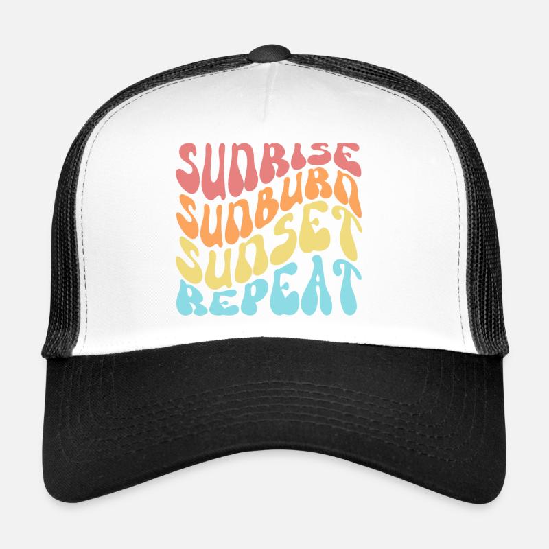 Sunrise Sunburn Sunset Repeat Groovy Wavy Trucker Cap