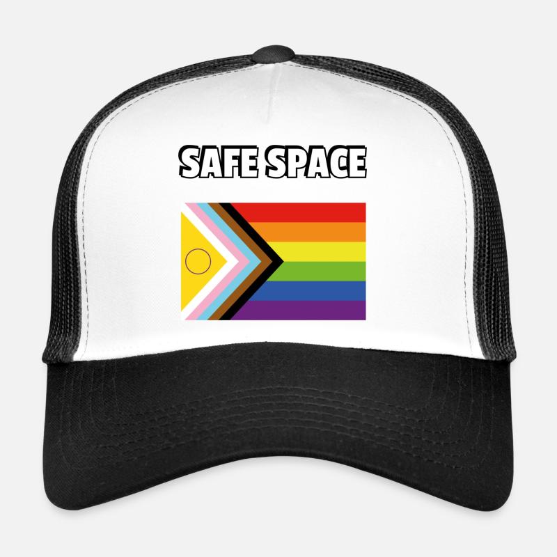 SAFE SPACE Drapeau de progrès de la fierté inclusive - Casquette trucker  - blanc/noir