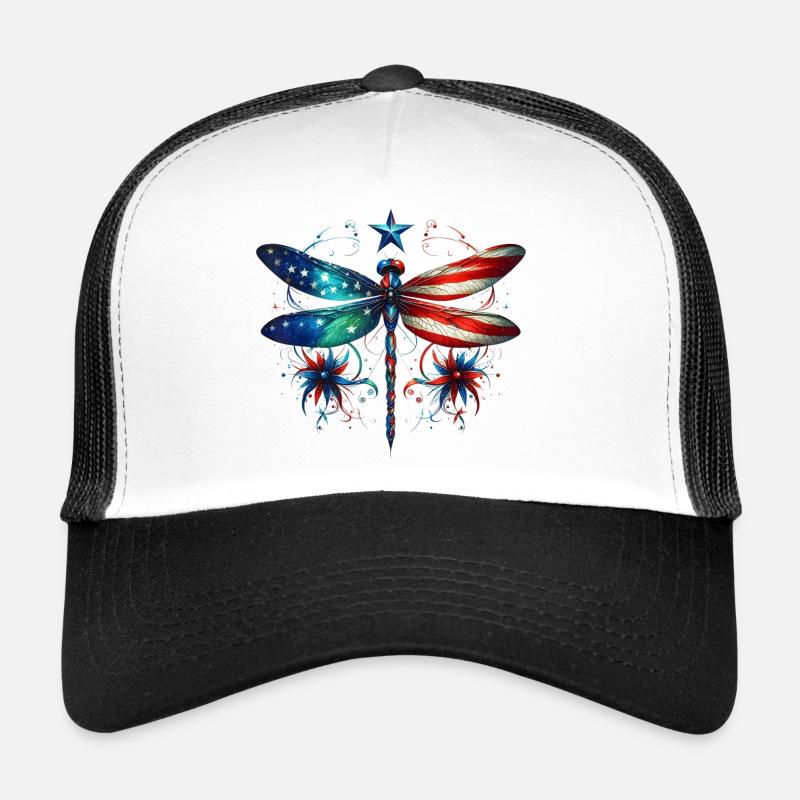 Patriotic Dragonfly Wings Artwork Trucker Cap