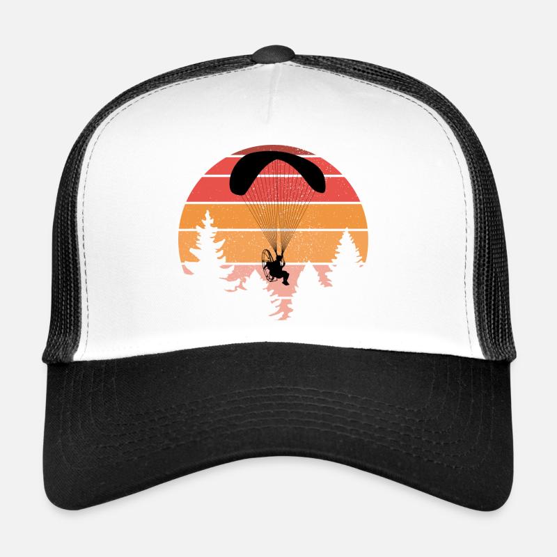 Sunset Paragliding Silhouette Design - Trucker Cap - white/black