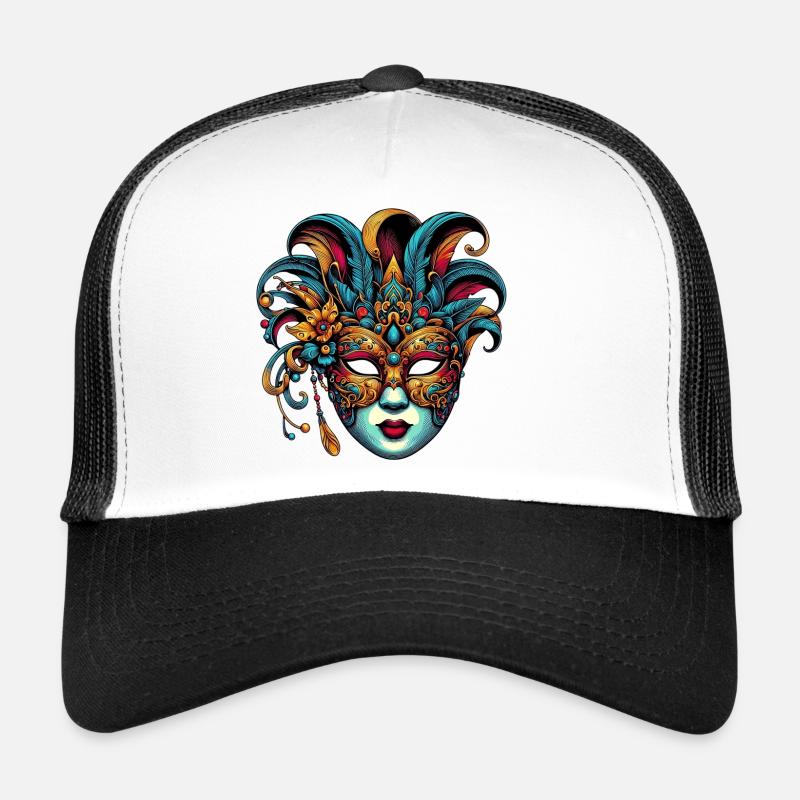 Masque du Carnaval de Venise - Casquette trucker  - blanc/noir