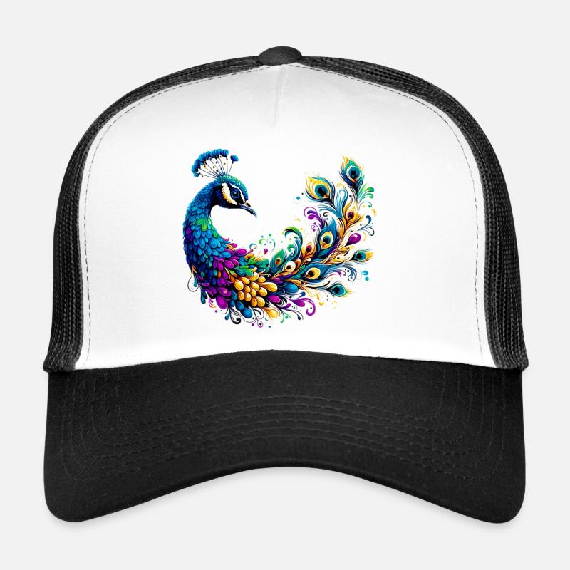 Pfau - Trucker Cap - Weiß/Schwarz