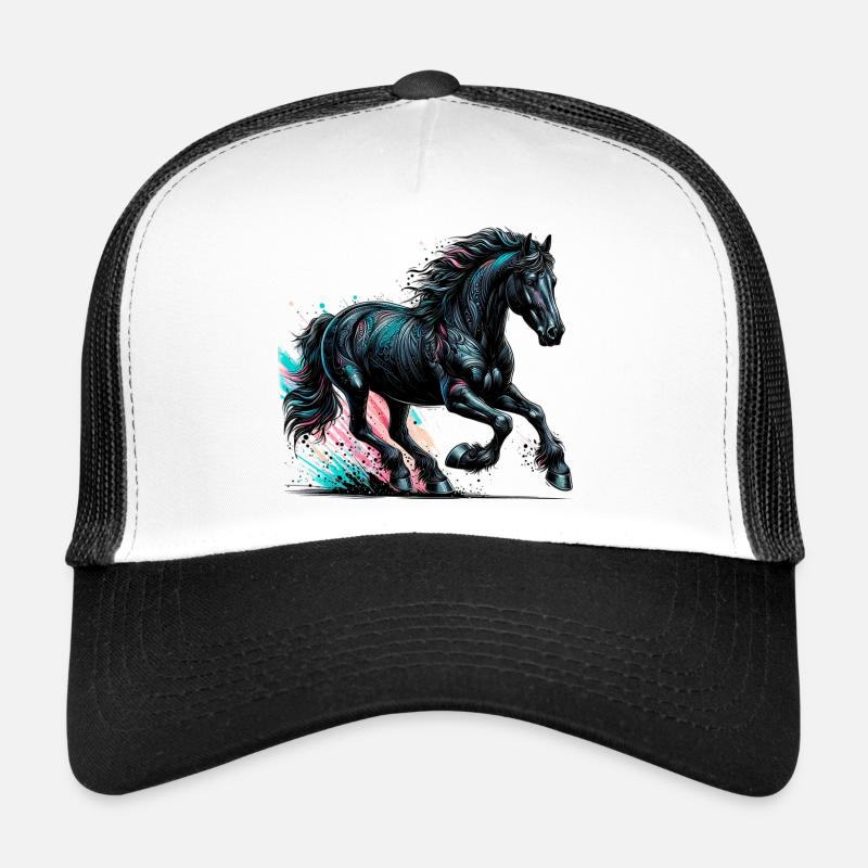 Pferd - Trucker Cap - Weiß/Schwarz