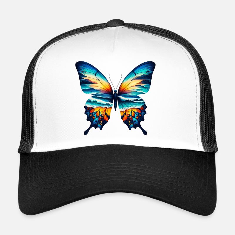 Schmetterling - Trucker Cap - Weiß/Schwarz