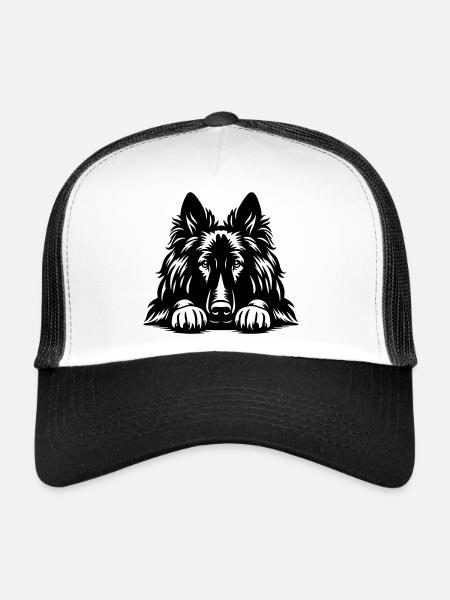 Tervueren Head with Paws - Trucker Cap - white/black - Front