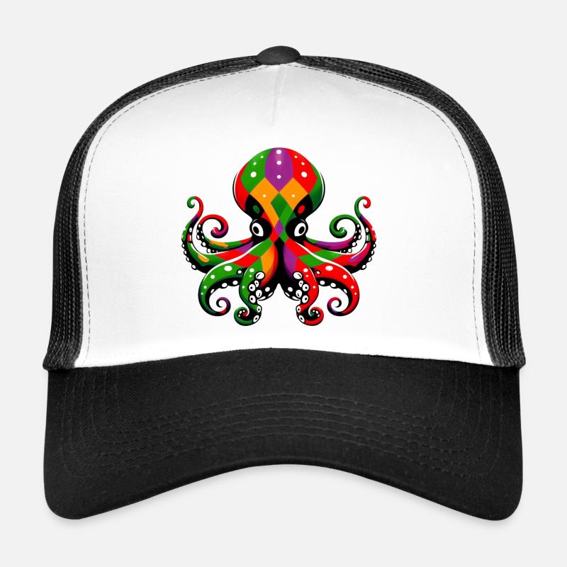 Pieuvre - Casquette trucker  - blanc/noir