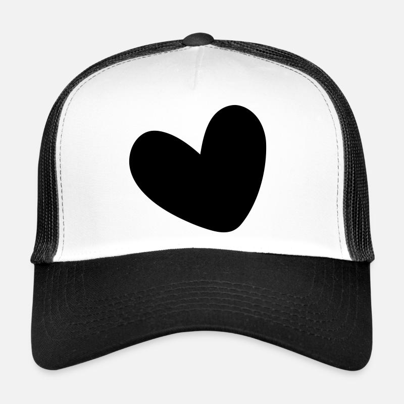Coeur rempli d’une seule couleur - Casquette trucker  - blanc/noir