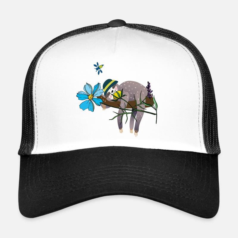 Faultier im Garten - Trucker Cap - Weiß/Schwarz