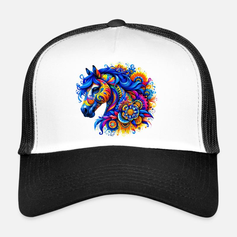 Pferd - Trucker Cap - Weiß/Schwarz
