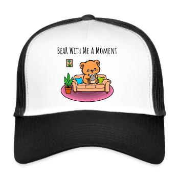 Bear With Me a Moment! The little bear is reading - Trucker Cap - white/black - Front