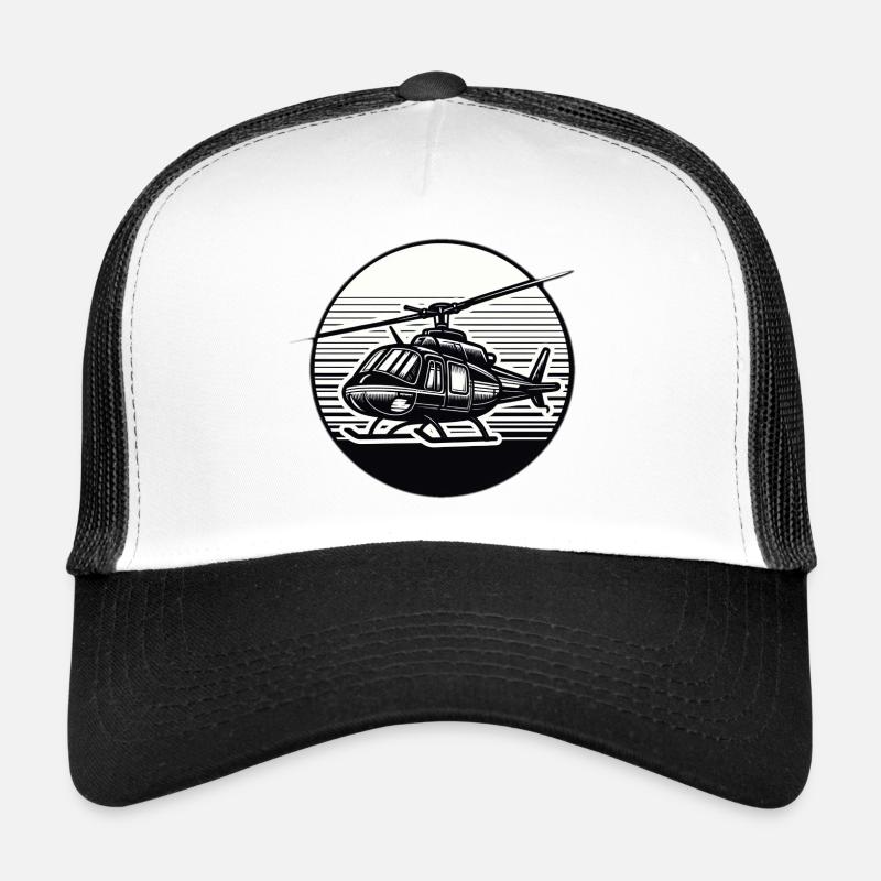 Hélicoptère en noir et blanc Casquette trucker 