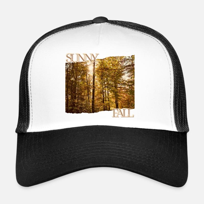 Sunny Fall - Herbstsonne im Wald - Trucker Cap - Weiß/Schwarz