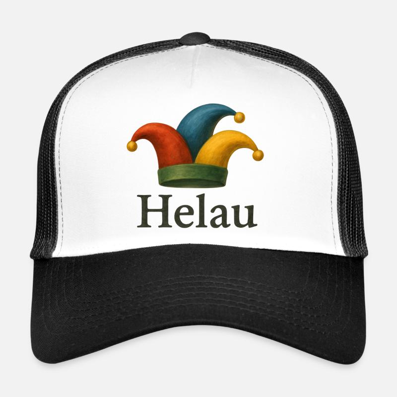 Helau Karneval Jester Hut - Trucker Cap - Weiß/Schwarz