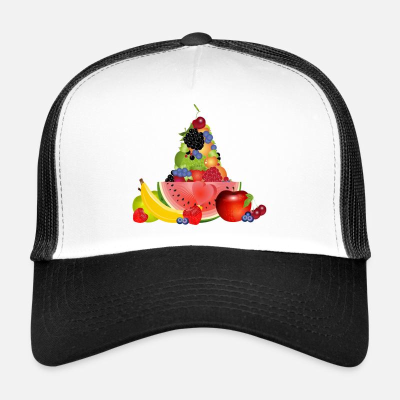 Colorful Fruit Pyramid with Watermelon Trucker Cap
