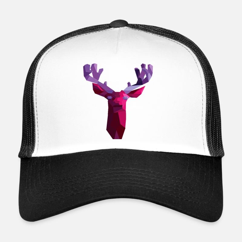 Red geometric deer with amethyst horns Trucker Cap